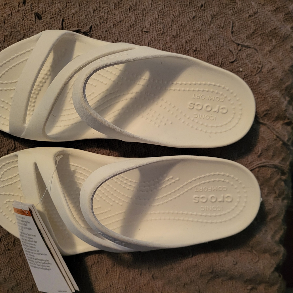 White Crocs Flip Flops